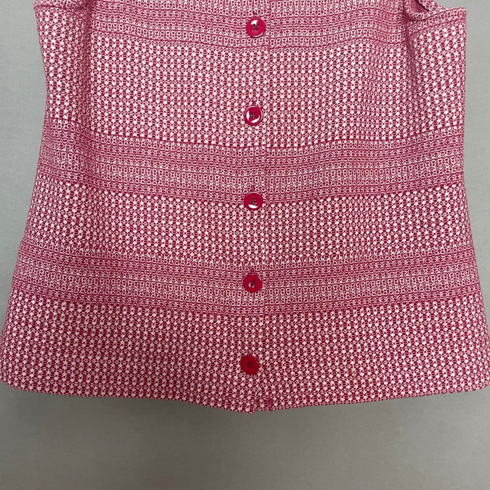 Banana Republic Striped Top Button Back Tank Pink White Woven Sleeveless Large - Picture 6 of 12